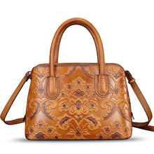 Load image into Gallery viewer, Genuine Leather Handbag for Women Top Handle Satchel Handmade Retro Embossed Leather Vintage Crossbody Purse