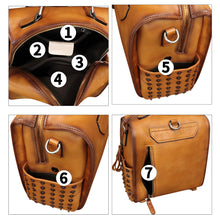 Load image into Gallery viewer, Genuine Leather Satchel for Women Hand Painted Purse Crossbody Handbag Top Handle Bags Handmade Convertible Backpack