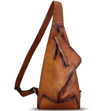 Load image into Gallery viewer, Genuine Leather Sling Bag Crossbody Casual Hiking Daypack Vintage Handmade Shoulder Backpack Motorcycle Chest Bags