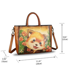 Load image into Gallery viewer, Genuine Leather Handbag Satchel for Women Hand Painted Pattern Leather Handmade Work Tote Bag Casual Shoulder Purse