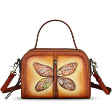 Load image into Gallery viewer, Genuine Leather Satchel for Women Hand Painted Leather Top Handle Handbag Handmade Crossbody Satchel Purse Tote Bag