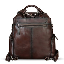 Load image into Gallery viewer, Genuine Leather Backpack for Women Hand Painted Knapsack Purse Handmade Rucksack Casual College Bag Convertible Daypack