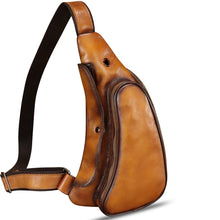 Load image into Gallery viewer, Genuine Leather Sling Bag Retro Crossbody Sling Backpack Handmade Chest Purse Daypack Cycling Fanny Pack Back Bag