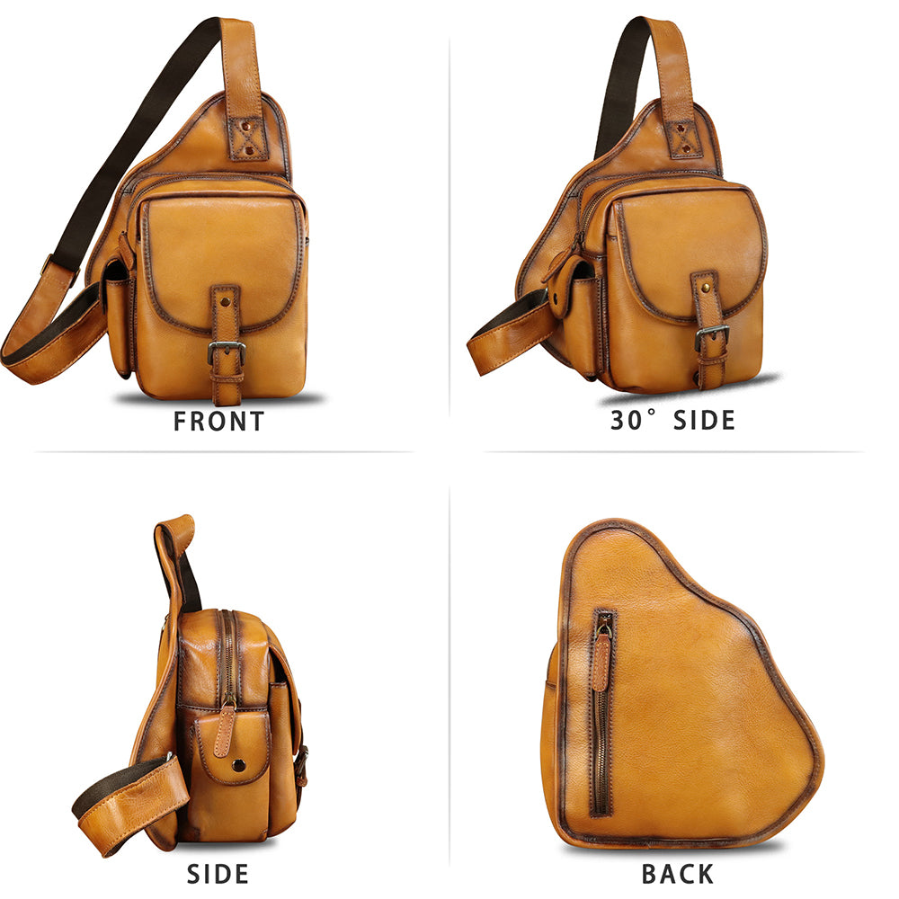 Genuine Leather Sling Bag for Men Women Chest Bags Crossbody  display picture 1