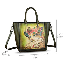 Load image into Gallery viewer, Genuine Leather Handbag for Women Hand Painted Leather Top Handle Satchel Handmade Crossbody Purse Tote Bag