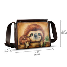 Load image into Gallery viewer, Genuine Leather Crossbody Bag for Women Hand Painted Leather Handmade Crossbody Satchel Handbag Hand Drawn Purse