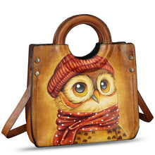 Load image into Gallery viewer, Genuine Leather Tote Bag for Women Hand Painted Leather Shoulder Handbag Handmade Purse Crossbody Work Tote Casual Purse