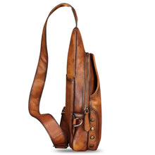 Load image into Gallery viewer, Genuine Leather Sling Bag Retro Crossbody Sling Backpack Handmade Chest Shoulder Daypack Purses Fanny Pack