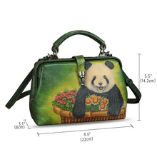 Load image into Gallery viewer, Genuine Leather Handbag Satchel for Women Hand Painted Leather Handmade Pouch Casual Shoulder Purse Bag