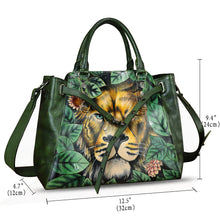 Load image into Gallery viewer, Genuine Leather Handbag Satchel for Women Hand Painted Handmade Crossbody Work Tote Bag Casual Shoulder Purses