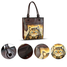 Load image into Gallery viewer, Genuine Leather Shoulder Bag for Women Hand Painted Leather Handbag Handmade Work Tote Bag Casual Hand Purse