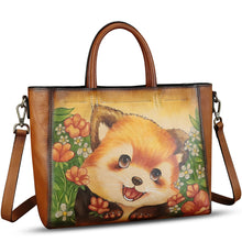 Load image into Gallery viewer, Genuine Leather Handbag Satchel for Women Hand Painted Pattern Leather Handmade Work Tote Bag Casual Shoulder Purse