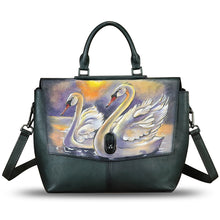 Load image into Gallery viewer, Genuine Leather Satchel for Women Hand Painted Handbag Top Handle Bags Handmade Purse Crossbody Tote Bag Purse