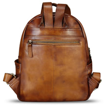 Load image into Gallery viewer, Genuine Leather Backpack for Women Hand Painted Rivet Knapsack Purse Handmade Rucksack Casual Daypack