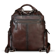 Load image into Gallery viewer, Genuine Leather Backpack for Women Hand Painted Knapsack Purse Handmade Rucksack Casual College Bag Convertible Daypack
