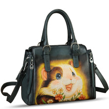 Load image into Gallery viewer, Genuine Leather Handbag for Women Hand Painted Leather Top Handle Purse Handmade Crossbody Satchel Tote Bag