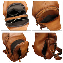 Load image into Gallery viewer, Genuine Leather Sling Bag Vintage Crossbody Shoulder Bag Handmade Casual Backpack Fanny Purse Chest Bag