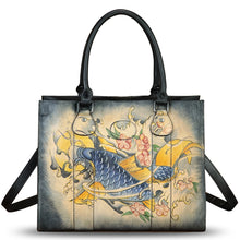 Load image into Gallery viewer, Genuine Leather Purses and Handbags for Women Hand painted Shoulder Bag Tote Bag
