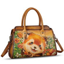 Load image into Gallery viewer, Genuine Leather Satchel for Women Hand Painted Handbag Purse Top Handle Bags Handmade Purse Crossbody Tote Bag