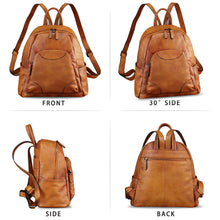 Load image into Gallery viewer, IVTG Genuine Leather Backpack for Women Vintage Handmade Satchel Vintage Knapsack Retro Leather Rucksack Daypack