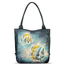 Load image into Gallery viewer, Genuine Leather Shoulder Bag for Women Hand Painted Leather Handbag Handmade Purse Work Tote Bag Casual Purse