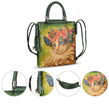 Load image into Gallery viewer, Genuine Leather Handbag for Women Hand Painted Leather Top Handle Bag Handmade Crossbody Purse Work Tote Bag