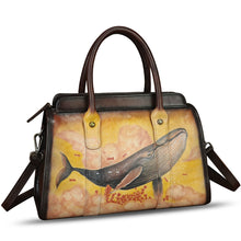 Load image into Gallery viewer, Genuine Leather Satchel for Women Hand Painted Handbag Purse Top Handle Bags Handmade Purse Crossbody Tote Bag