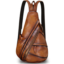 Load image into Gallery viewer, Genuine Leather Sling Bag for Men and Women - Vintage Sling Backpack Shoulder Crossbody Chest Bag for Ipad