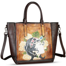 Load image into Gallery viewer, Genuine Leather Handbag for Women Hand Painted Leather Top Handle Satchel Handmade Crossbody Purse Tote Bag