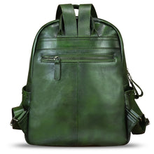 Load image into Gallery viewer, Genuine Leather Backpack for Women Hand Painted Rivet Knapsack Purse Handmade Rucksack Casual Daypack