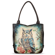 Load image into Gallery viewer, Genuine Leather Shoulder Bag for Women Hand Painted Leather Handbag Handmade Purse Work Tote Bag Casual Purse