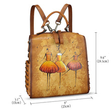 Load image into Gallery viewer, Genuine Leather Satchel for Women Hand Painted Purse Crossbody Handbag Top Handle Bags Handmade Convertible Backpack