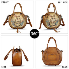Load image into Gallery viewer, Genuine Leather Handbag for Women Purse Hand Painted Pattern Top Handle Satchel Handmade Crossbody Pouch