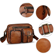 Load image into Gallery viewer, Genuine Leather Purse and Messenger Bag for Men Vintage Leather Shoulder Bag Briefcase Crossbody Satchel Bags with Strap