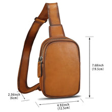 Load image into Gallery viewer, Genuine Leather Sling Bag for Women Small Crossbody Purse Handmade Daypack Retro Shoulder Backpack Vintage Chest Pack