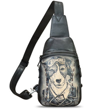 Load image into Gallery viewer, Genuine Leather Sling Bag Hand Painted Crossbody Backpack Retro Handmade Chest Shoulder Daypack Fanny Pack Purse