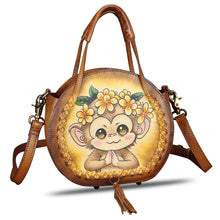 Load image into Gallery viewer, Genuine Leather Handbag for Women Purse Hand Painted Pattern Top Handle Satchel Handmade Crossbody Pouch