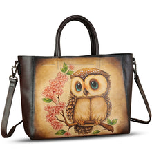 Load image into Gallery viewer, Genuine Leather Handbag Satchel for Women Hand Painted Pattern Leather Handmade Work Tote Bag Casual Shoulder Purse