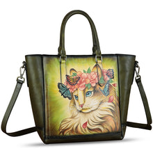 Load image into Gallery viewer, Genuine Leather Handbag for Women Hand Painted Leather Top Handle Satchel Handmade Crossbody Purse Tote Bag