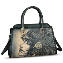 Load image into Gallery viewer, Genuine Leather Satchel for Women Hand Painted Handbag Purse Top Handle Bags Handmade Purse Crossbody Tote Bag