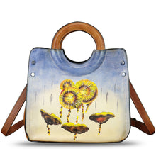Load image into Gallery viewer, Genuine Leather Tote Bag for Women Hand Painted Leather Shoulder Handbag Handmade Purse Crossbody Work Tote Casual Purse