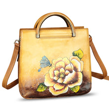 Load image into Gallery viewer, Genuine Leather Satchel for Women Hand Painted Leather Handbag Top Handle Bags Handmade Purse Crossbody Bag Purse
