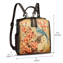 Load image into Gallery viewer, Genuine Leather Satchel for Women Hand Painted Purse Crossbody Handbag Top Handle Bags Handmade Convertible Backpack