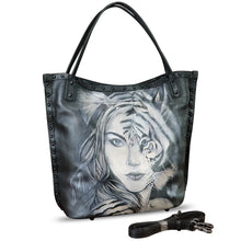 Load image into Gallery viewer, Genuine Leather Shoulder Bag for Women Hand Painted Leather Handbag Handmade Purse Crossbody Work Tote Bag Casual Purse