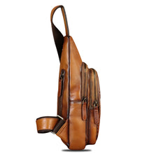 Load image into Gallery viewer, Genuine Leather Silng Bag for Women and Men Real Leather Sling Backpack Chest Purse Shoulder Crossbody Bag