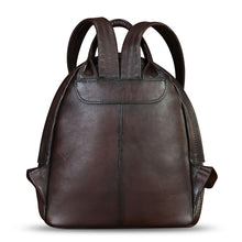 Load image into Gallery viewer, Genuine Leather Backpack for Women Hand Painted Purse Retro Leather Handmade College Knapsack Rucksack Casual Daypack