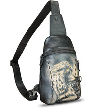 Load image into Gallery viewer, Genuine Leather Sling Bag Hand Painted Crossbody Backpack Retro Handmade Chest Shoulder Daypack Fanny Pack Purse