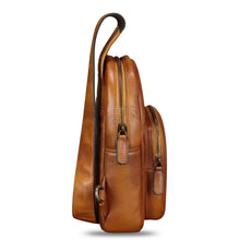 Load image into Gallery viewer, Genuine Leather Sling Bag Retro Crossbody Sling Backpack Handmade Chest Shoulder Daypack Cycling Bag Purse Fanny Pack