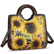 Load image into Gallery viewer, Genuine Leather Tote Bag for Women Hand Painted Leather Shoulder Handbag Handmade Purse Crossbody Work Tote Casual Purse