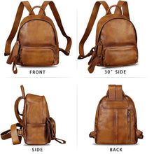 Load image into Gallery viewer, Genuine Leather Backpack for Women Vintage Soft Real Leather Knapsack Purse Fashion Satchel Rucksack Daypack Bag